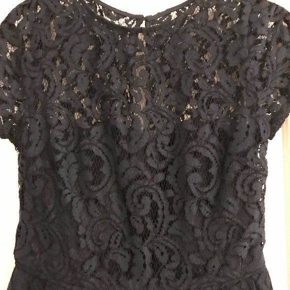 J. CREW Dress 0 Alisa Leavers Lace Navy Blue - Picture 4 of 9